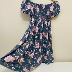 Maternity Floral Off the Shoulder Midi Dress